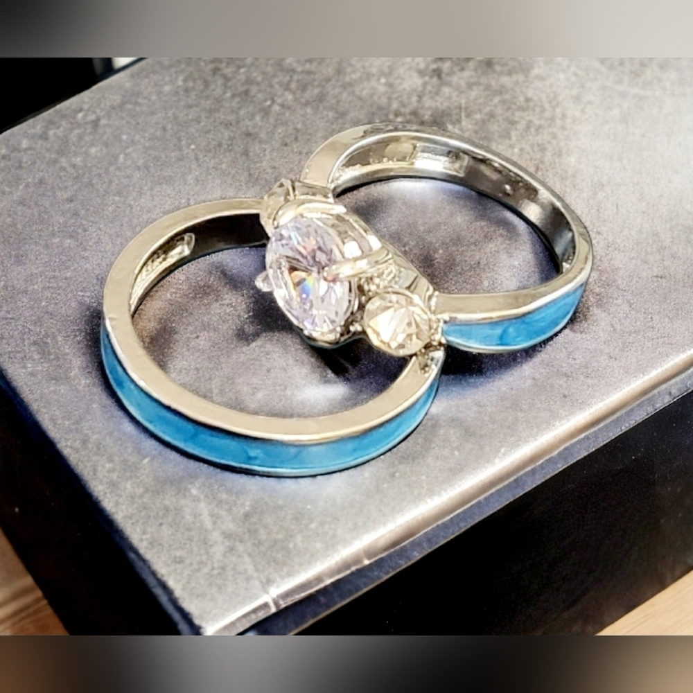 Beautiful Silver Turquoise Tibetan Ring Set